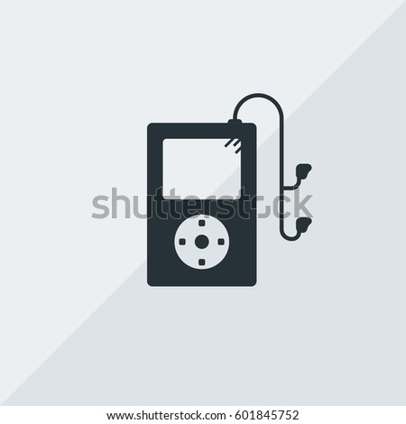 iPad Classic with Earphones Vector Icon, The outlined symbol of music player with headphones. Simple, modern flat vector illustration for mobile app, website or desktop app  
