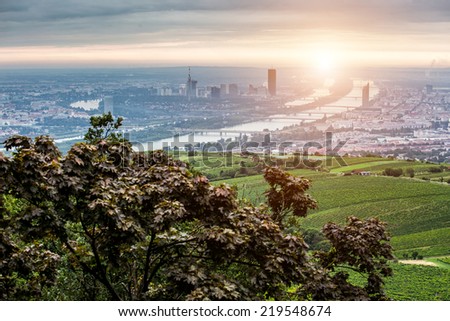 Beautiful sunset over Vienna capital of Austria