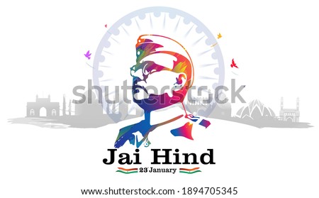 vector illustration of netaji subhash chandra bose, republic day of India army day celebration, remembering the true patriot and Army soldiers saluting subhas chandra bose