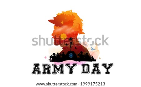vector illustration of army day. Kargil vijay diwas and people saluting the sholders.