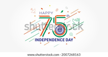 75th independence day India. 75 years success freedom celebration festival with tricolor background concept 