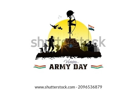 Indian army day. People saluting and celebrating victory of indian army on republic day independence day. Amar jawan jyoti. Kargil vijay diwas. Martyrs day of indian army