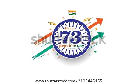 Republic day of India. Tricolor flag with Celebration of 73rd republic day anniversary 2022