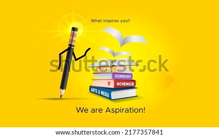 Teaching and inspiring education Creative Concept. Guru Purnima or Teachers Day or Educational books with pencil background. Photo stock © 
