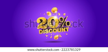 Sale discount offer saving deals cashback banner and logo design. 3D vector illustration with money.
