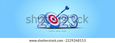 Creative concept for new year 2023. Resolution and success thought for new year 2023. 2023 Happy New Year 3d poster banner and template design Vector illustration.