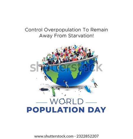 Vector illustration of World Population Day Concept, 11July. Overcrowded, overloaded, explosion of world population and starvation.