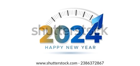 Creative concept of 2024 Happy New Year poster design. 2024 number with timer Vector illustrations.