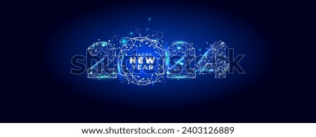 Futuristic Technology of Ai concept design with Happy new year 2024 Number.