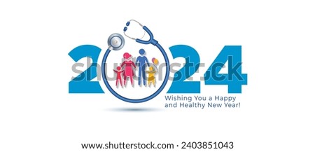 Medical clinic and family health care poster with new year2024.