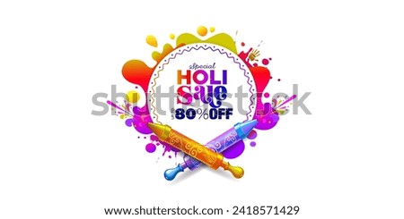 Indian festival Holi background with sales, offer, deal and discount. Promotional advertising template website banner, poster and logo design. Indian traditional festival of colors.