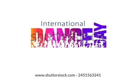 Young youth children dancer celebrating Dance Day holiday. EPS Vector illustration of International dance day with typography on white background.