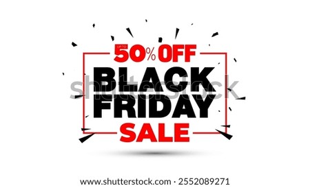 Black friday sale 50% off, offer deal discount concept. Vector illustration