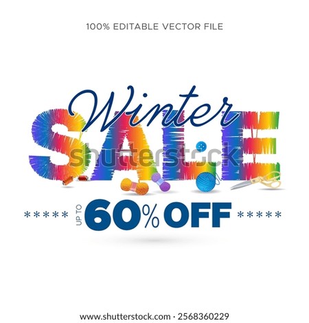 Winter sale 50% off, offer, deals discount on shopping. Modern fashion marketing, promo, advertisement concept. Web banner, poster, logo template.