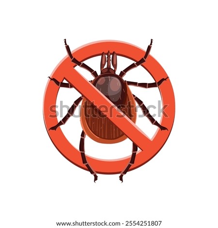 Stop insects sign. Mite in red forbidding circle, vector