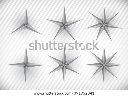 Collection of three, four, five, six, seven and eight pointed stars