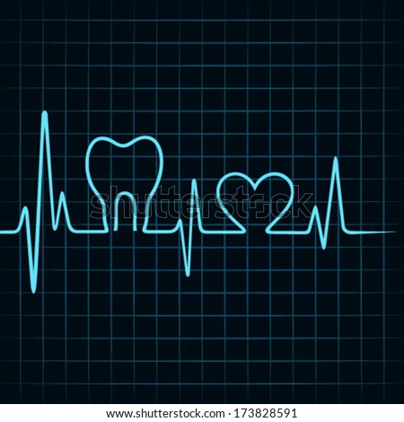 Heartbeat make a teeth and heart symbol stock vector