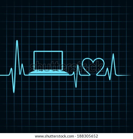 Medical technology concept -heartbeat make a laptop icon