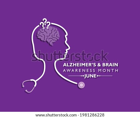 Vector Illustration of Alzheimer's and Brain Awareness Month in June. It is an irreversible, progressive brain disorder that slowly destroys memory and thinking skills. 