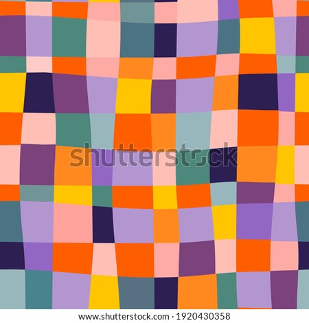 Hand drawn checked Seamless Pattern. Abstract style plaid, gingham cloth, tartan. Colorful Background. Suits for textile, fabric covers, packaging and gift wrap. Trendy Vector illustration