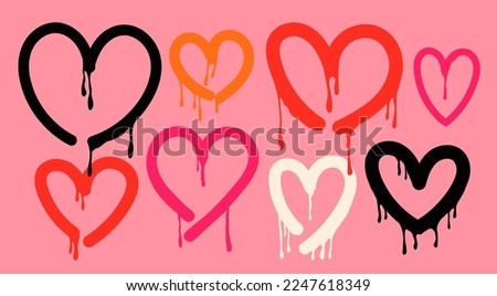 Image, Stock Photo Red heart sprayed on the white roughcast wall