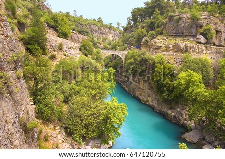 The Roman bridge at Koprulu Canyon, Antalya, Turkey Stok fotoğraf © 