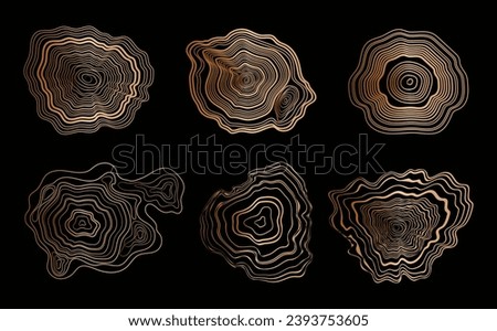 Background of abstract growth rings of a tree.Line design of a timber stump.Tree cut pattern.Wooden organic slice line creation.Vector topographic map concept.