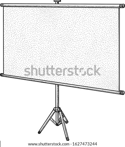 Projection screen illustration, drawing, engraving, ink, line art, vector
