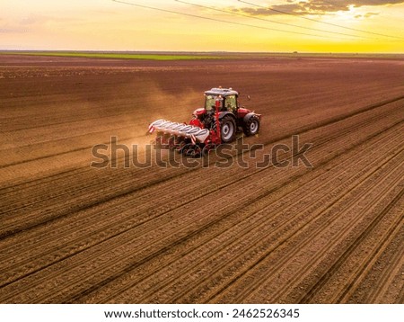 Similar – Image, Stock Photo a tractor with a plow from above
