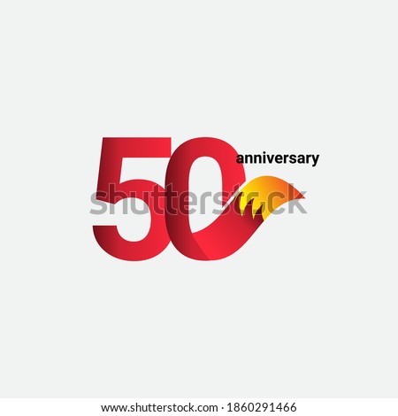 50 Years Anniversary Celebration Fox Model Vector Template Design Illustration