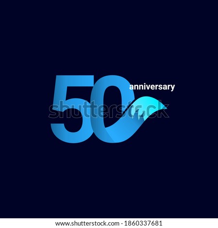 50 Years Anniversary Celebration Blue Fox Model Vector Template Design Illustration