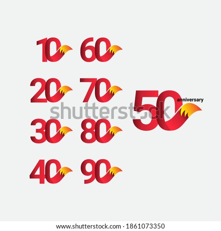 50 Years Anniversary Celebration Fox Model Vector Template Design Illustration