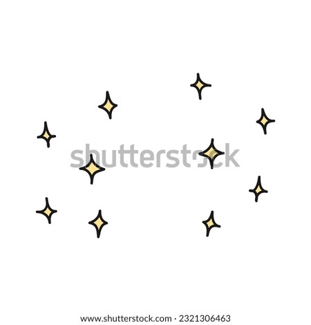 Stars hand drawn illustration. Line drawing style design, isolated vector. Kids print element, astronomy, astrology, celestial body, space, cosmos, starry sky background, backdrop texture