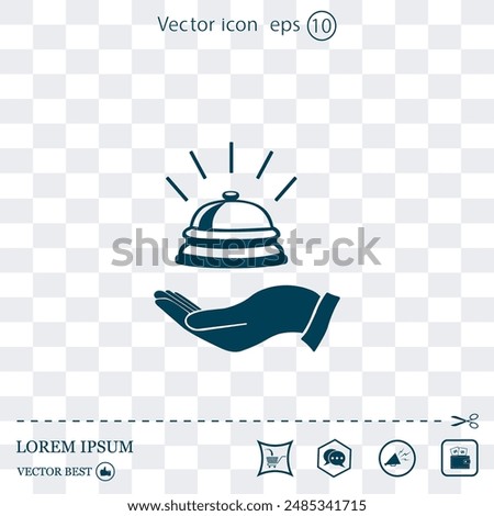 Bell icon vector on the hand