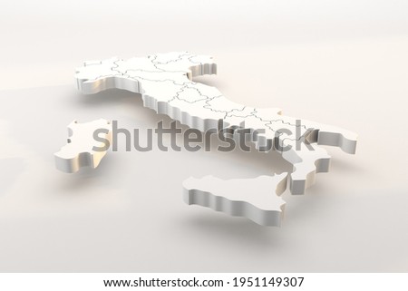 Italy map a 3d render isolated with white italian regions. Italia in zona bianca, pandemia, covid Foto stock © 