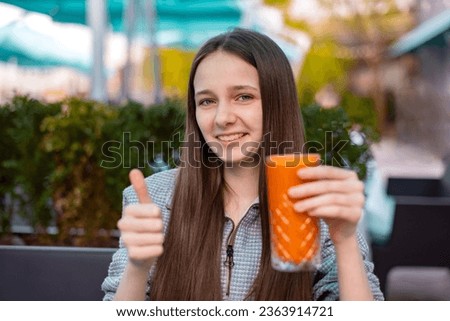 Similar – Image, Stock Photo Fresh pumpkin juice