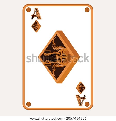 Ace of diamonds in the style of mechanical steampunk. Vector illustration.