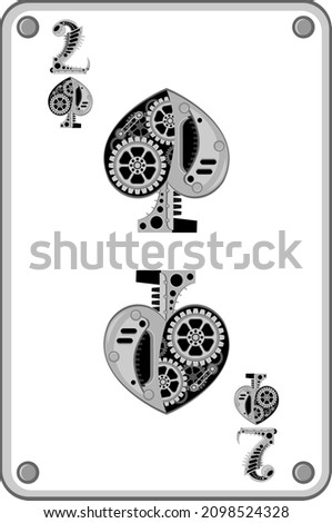 Deuce of spades in the style of mechanical steampunk. Vector illustration. Zdjęcia stock © 