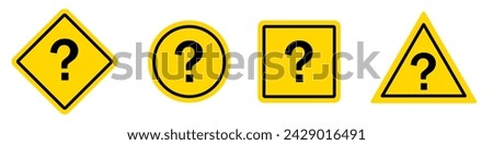 Set of yellow road signs with question mark symbol. Vector icons in flat style on a white background.