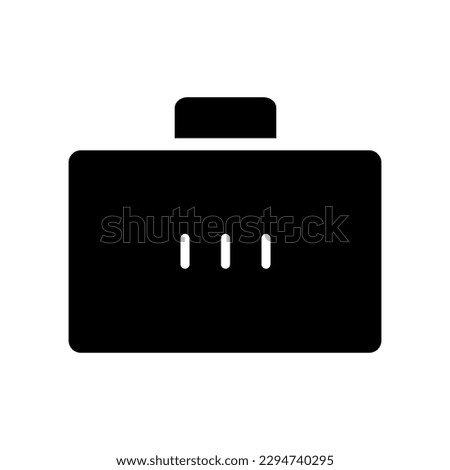 Briefcase Fill Icon Symbol Vector. Black Glyph Briefcase Icon