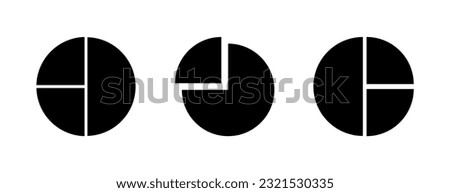 Pie Chart Fill Icon Symbol Vector. Black Glyph Pie Chart Icon