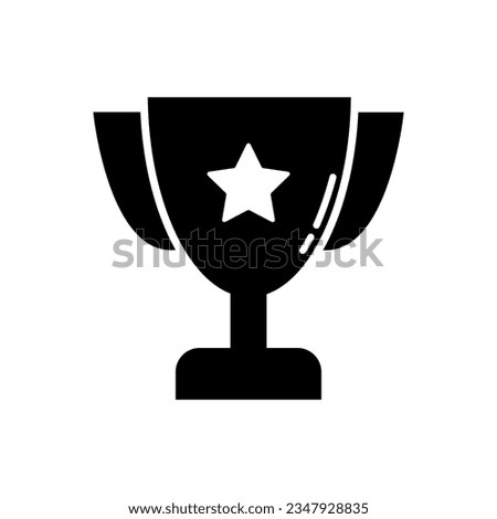 Trophy Fill Icon Symbol Vector. Black Glyph Trophy Icon