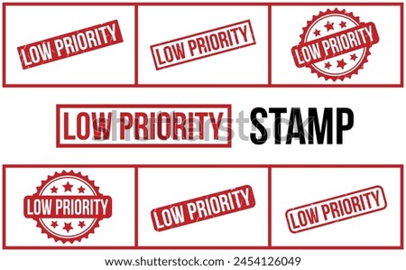 Low Priority rubber grunge stamp set vector