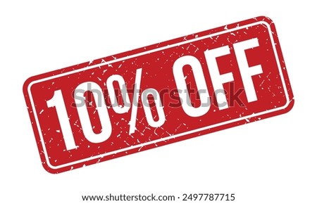 10% Off Rubber Stamp. Red 10% Off Rubber Grunge Stamp Seal Vector Illustration - Vector