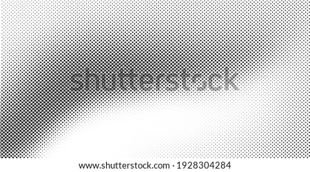 Vector halftone dots background. Black and white comic pattern. Wavy dotted texture.