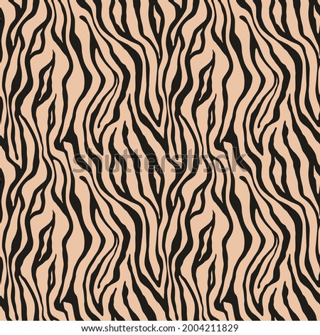 Tiger monochrome seamless pattern. Vector animal skin print. Fashion stylish organic texture. 
