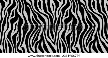 Tiger black gray seamless pattern. Vector animal skin print. Fashion stylish silver organic texture. 