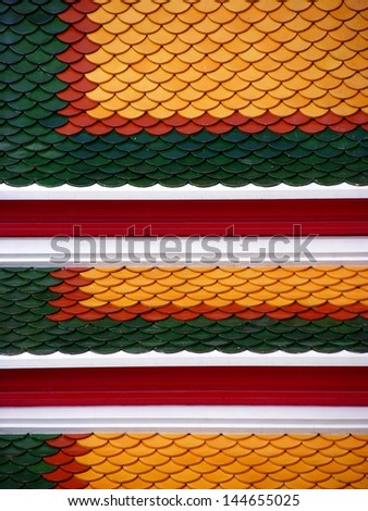 Temple roof tile pattern in Thailand