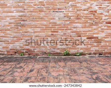 Aged street brick wall background, texture