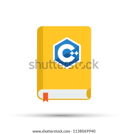 Icon of books about programming. A book on the C++ programming language. Vector stock illustration.